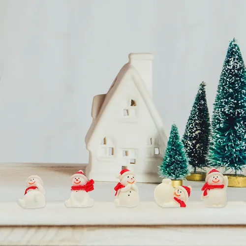 Miniatura 7 de balacoo 5 piezas de resina de muñeco de nieve de Navidad decoración de acuario elegante pecera paisajismo adorno para decoración de vacaciones