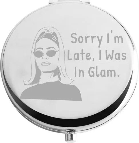 Zuo Bao Espejo de maquillaje inspirado para ama de casa Sorry I'm Late I was in Compact Mirror Regalo para madre novia (Sorry I'm Late)