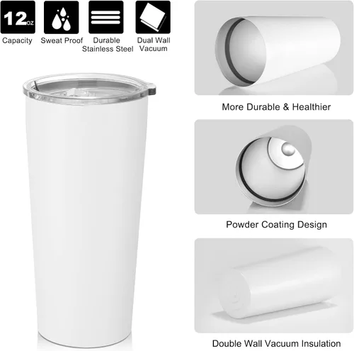 Miniatura 5 de VEGOND Vaso de 20oz a granel con tapa y pajita, vaso aislado al vacío de acero inoxidable de doble pared para café, viaje, paquete de 1 unidad