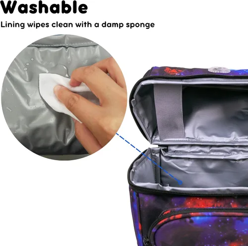 Miniatura 6 de J World Corey Lonchera para niños. Lonchera aislada para niños y niñas, Galaxy Galaxia