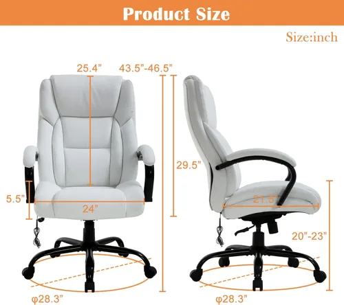 Miniatura 2 de Silla de oficina ergonómica grande y alta, asiento ancho de 500 libras, silla de masaje para oficina en casa, respaldo alto, ajustable, giratoria