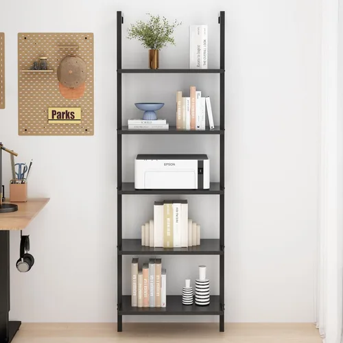 Miniatura 8 de Estantería abierta de 5 niveles para montar en la pared con marco de metal, estante de escalera industrial moderno - Organizador flotante - Estantes