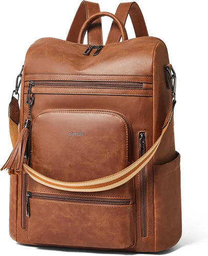 Miniatura 25 de Shrrie - Mochila vegana de cuero para laptop de 14 pulgadas para mujer, mochila de trabajo, mochila de moda, mochila de viaje, bolso para negocios