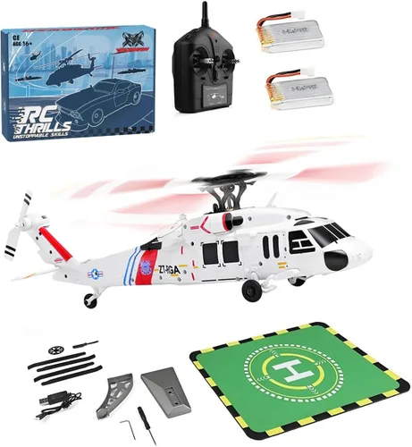 Miniatura 11 de WL K170 Helicóptero RC, 2.4G 4CH Flybarless 6-Axis Giroscopio Altitude Hovering RC Helicóptero militar con soporte de exhibición y almohadillas