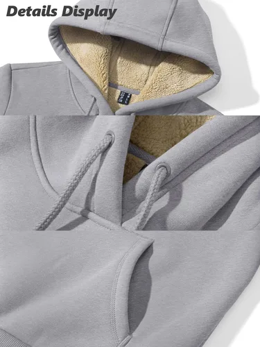 Miniatura 51 de MAGCOMSEN Sudaderas con capucha para mujer, con forro de sherpa, de vellón, para invierno, cálido, pesado, de algodón, con bolsillo
