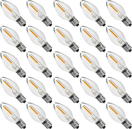 Miniatura 10 de Paquete de 10 bombillas LED de noche, bombillas LED de candelabro C7, base de candelabro E12, 0.6 W equivalente a 7 W, blanco cálido 2200 K, 50 lm