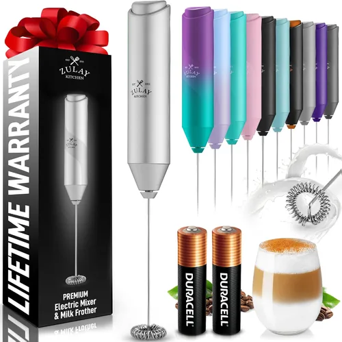 Miniatura 53 de Zulay Kitchen Espumador de leche de mano a pilas - Mezclador eléctrico de bebidas para café, lattes, capuchinos, matcha y chocolate caliente