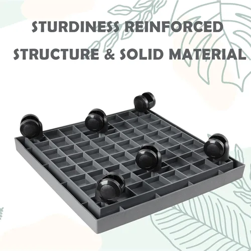 Miniatura 6 de Plato cuadrado de 15.3 pulgadas con ruedas, soporte de maceta con ruedas resistente para plantas en maceta, bandeja de base de rodillo con ruedas