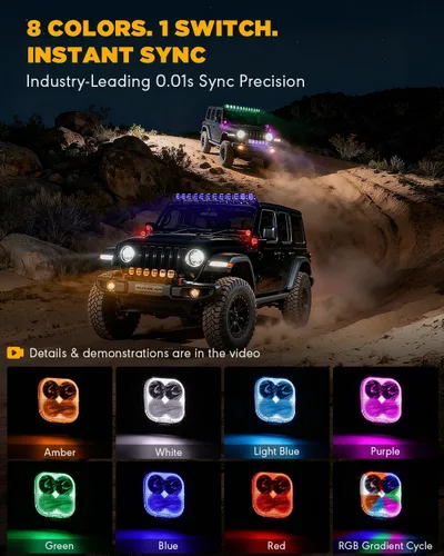 Miniatura 2 de Auxbeam Luces LED RGB en Cápsula de 3 Pulgadas, 7 Retroiluminación de Ciclo de Gradiente Dinámico, Combo Spot Flood de 116W, Luz de Conducción