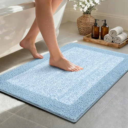 Miniatura 30 de Alfombras de baño de 17 x 24 pulgadas, antideslizantes, lavables, color gris, para bañera, tapete de baño para baño, tapete suave y absorbente