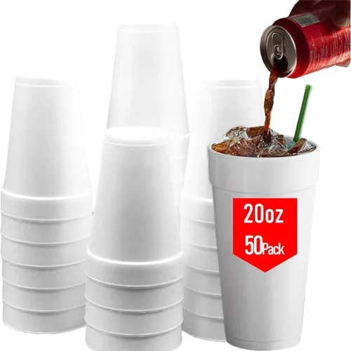 Miniatura 12 de Mr Miracle Vasos de espuma de poliestireno de 8 onzas, tazas de café desechables (paquete de 100), tazas de espuma blanca aisladas para bebidas