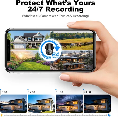 Miniatura 2 de Cámaras de seguridad solar celular 4G LTE inalámbricas para exteriores, sin WiFi Ultra Cámara de panel solar, grabación 24/7, visión nocturna a