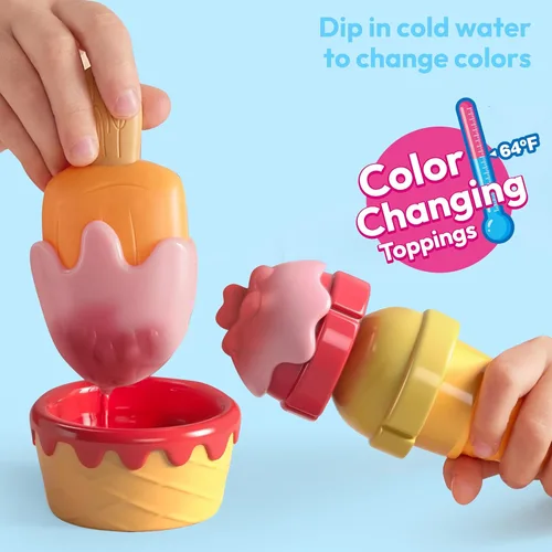Miniatura 2 de lalalark Juguete de helado para niños pequeños, comida de juego que cambia de color, juguete de simulación para juegos de rol, accesorios de cocina