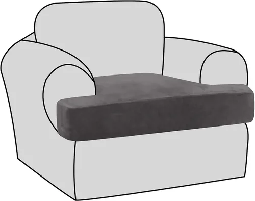 Miniatura 55 de H.VERSAILTEX Fundas de terciopelo elástico para silla con cojín en forma de T para sala de estar, funda de sofá, funda de asiento con cojín