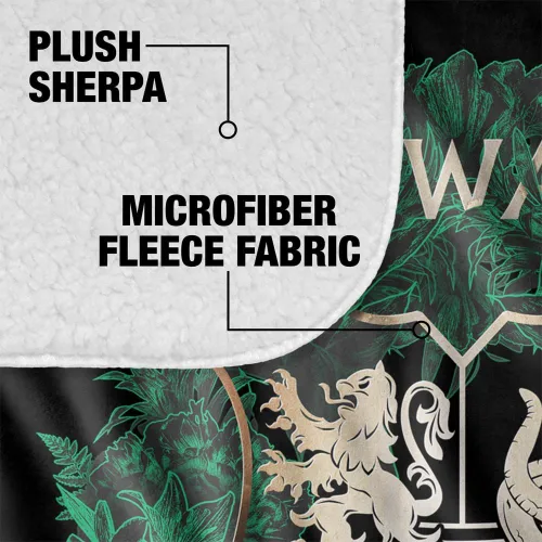 Miniatura 4 de Manta de Harry Potter, 50 x 60 pulgadas, Hogwarts Green and Gold Floral Crest Silky Touch Sherpa Back Manta súper suave