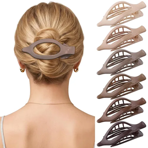 Miniatura 24 de Pinzas de pelo planas francesas para mujer, 6 pinzas planas para cabello fino y grueso, agarre fuerte, agarre antideslizante, pinzas para el cabello