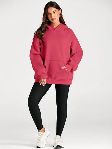 Miniatura 131 de Trendy Queen - Sudaderas extragrandes con capucha para mujer, suéteres de manga larga, sin botones, de vellón, de otoño, ropa de invierno