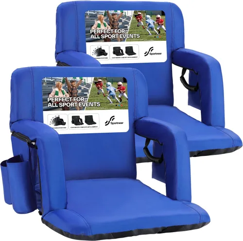 Miniatura 9 de Sportneer - Asientos de estadio para gradas con respaldo, asiento de estadio reclinable y portátil con un grueso cojín acolchado, con respaldo