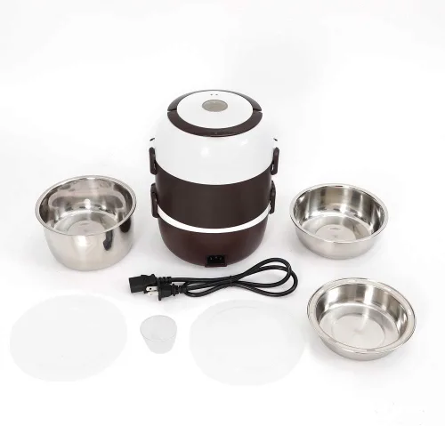 Lonchera eléctrica, de acero inoxidable de 2 litros, calentador de alimentos con asa, calentador de alimentos portátil Bento para el trabajo,