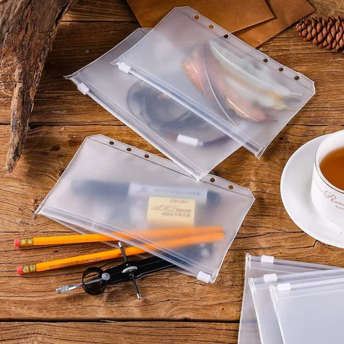 Miniatura 3 de 12 piezas A6 de 6 agujeros hojas sueltas para cuaderno organizador de relleno, 6 bolsas con cremallera y 6 páginas de repuesto para tarjetas