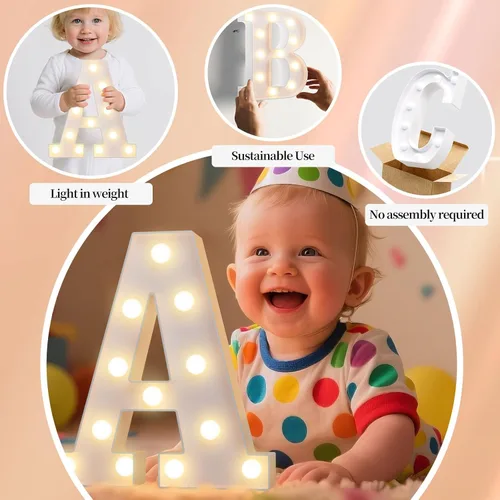 Miniatura 2 de Letrero de Letras Iluminadas con Letra de Marquesina LED - Letras Iluminadas del Alfabeto para Decoración de Fiestas de Cumpleaños, Graduación