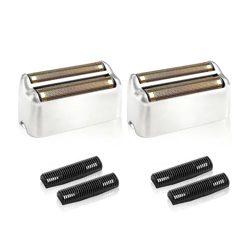 Paquete de 2 láminas de repuesto para afeitadora y cortadores compatibles con BaBylissPRO Double FXFS2 de repuesto de lámina de metal, color plateado