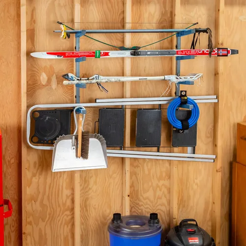 Miniatura 2 de ROCKLER Estante de madera de 4 niveles, para tienda de pared, sótano, organizador de garaje, estante de almacenamiento de pared para madera, moldeo
