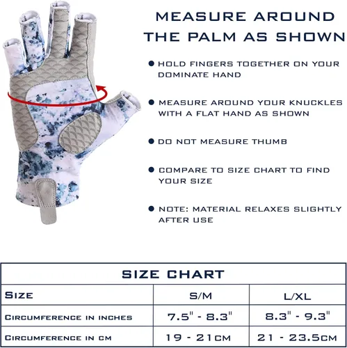 Miniatura 7 de KastKing La Sal Guantes de pesca UPF50+ Guantes de sol Guantes de protección UV Guantes sin dedos para hombres y mujeres para exteriores, kayak