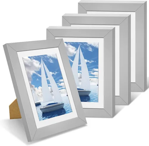 Nacial Portarretratos de 5 x 7 pulgadas, juego de 4 portarretratos para fotos de 4 x 6 pulgadas con paspartú, para fotos de 5 x 7 pulgadas sin