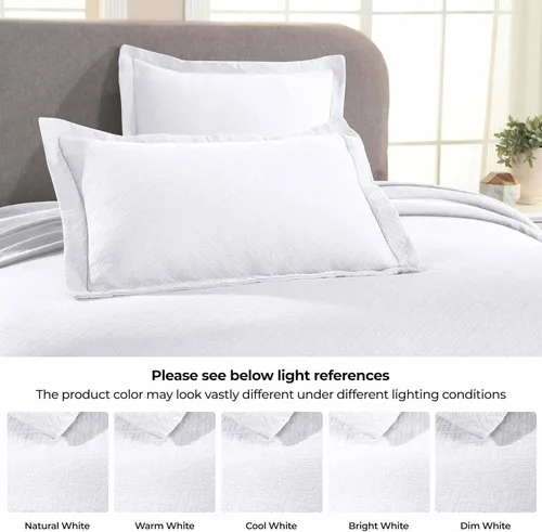 Miniatura 7 de Superior colcha con tejido en cesta 100% algodón con fundas de almohada, ropa de cama de algodón matelasse jacquard de primera calidad para todas
