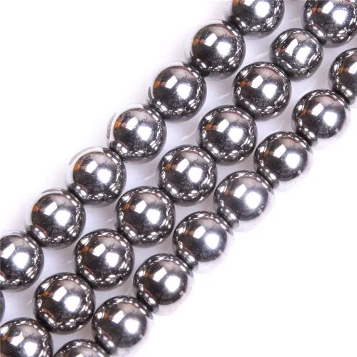 Miniatura 41 de GEM-Inside - Cuentas sueltas de hematita negra natural no magnética de 0.079 pulgadas, cuentas redondas de energía para fabricación de joyas, 15