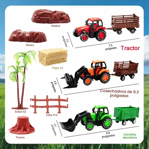Miniatura 5 de Juguetes de granero rojo para niños pequeños de 1 a 3 años, figuras de animales de granja con tractor para niños de 2, 3, 4, 5 años, juguetes