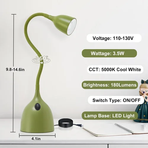 Miniatura 6 de Lámpara de Escritorio de Cuello de Cisne EJIAXIN 360° Luz de Lectura LED Flexible Lámpara de Escritorio Pequeña para Espacios Pequeños Lámpara