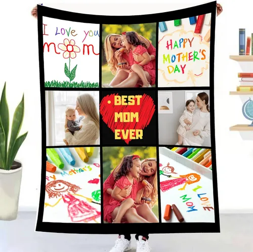 Miniatura 16 de Manta personalizada con foto y texto personalizado, manta para papá con imágenes de regalo para bebés, amigos, amantes y mascotas, manta 1-2 Foto