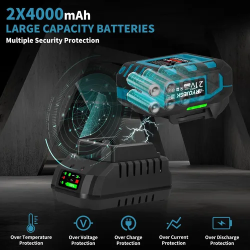 Miniatura 6 de RYOJEGK Llave de impacto de 1500 N.m, pistola de impacto inalámbrica de 1107 pies-libras de 1/2 pulgada, destornillador de impacto de potencia sin
