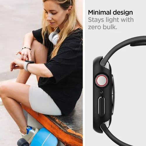 Miniatura 6 de Spigen Thin Fit - Funda diseñada para Apple Watch de 44 mm para Series SE3/SE2/6/SE/5/4 - Negro