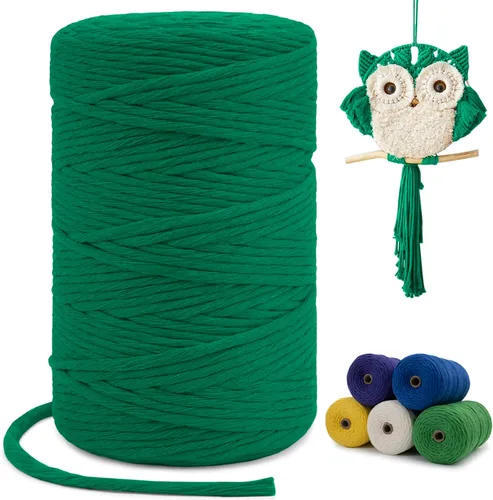 Miniatura 56 de Cuerda de macramé de una sola hebra de 0.197 in x 110 yardas, cuerda de macramé de algodón natural de 0.197 in, cuerda de algodón grueso para colgar