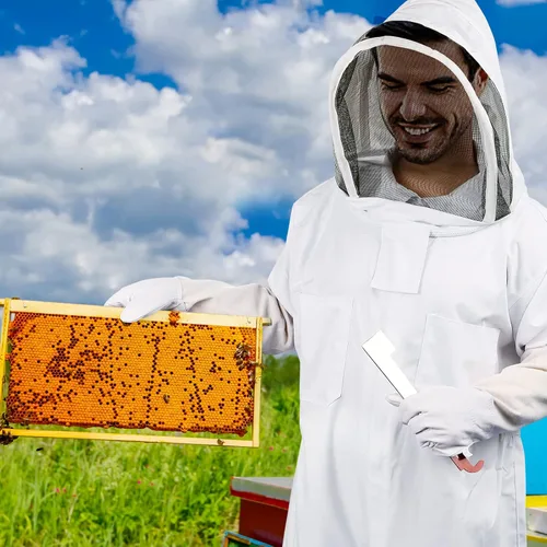 Miniatura 5 de Traje de abeja profesional para hombres y mujeres con guantes, traje de apicultura de cuerpo completo con capucha ventilada, traje de abeja