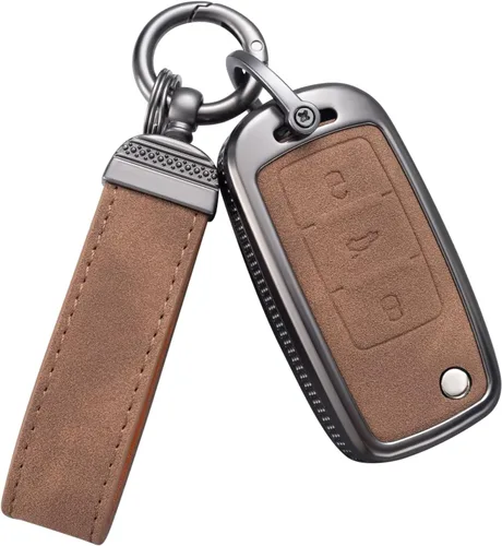 Miniatura 16 de YO&YOYE Compatible con funda para llavero VW Volkswagen con llavero protector de llave de cuero