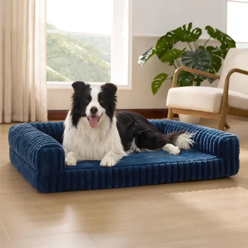 Miniatura 15 de Bedsure - Cama ortopédica para perros medianos, camas impermeables de espuma viscoelástica medianas con lados, sofá de espuma de nido de abeja