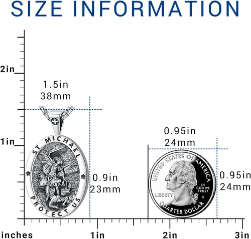 Miniatura 181 de Eusense Saint Necklace Sterling Silver 925 Protection Jewelry for Men Women Patron St Medals Amulet Pendant