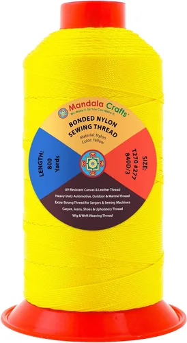 Miniatura 160 de Mandala Crafts - Hilo de nailon para coser cuero, tapicería, mezclilla y para trenzar el pelo; resistente, 1500 yardas, tamaño 69 T70 Verde oliva