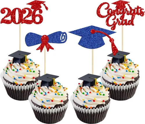 Miniatura 33 de Gyufise 1 paquete de decoración de pastel de graduación 2025 con purpurina de felicitaciones clase de 2025, decoración de pastel de diploma 2025