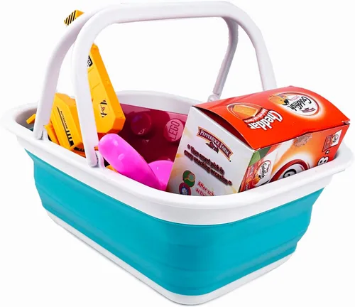 Miniatura 4 de SAMMART Cesta plegable de plástico para la ropa sucia de 25 litros (6.6 galones) y cesta plegable con asa de 9.2 L (2.37 galones)