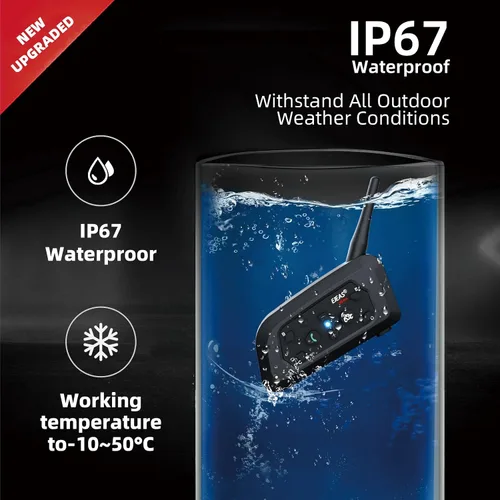 Miniatura 4 de EJEAS V6 Pro - Auriculares con sistema de comunicación Bluetooth con 3,937.0 ft impermeable/reducción de ruido/llamadas manos libres/música
