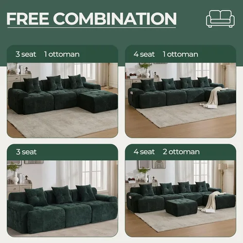 Miniatura 6 de Sofá seccional modular de 101.65 pulgadas para sala de estar, sofá nube de 3 plazas con asiento profundo, tapicería de textura tejida, sofá sin