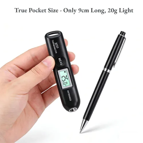 Miniatura 2 de AUNMAS Termómetro infrarrojo digital sin contacto con objetivo, bolígrafo de temperatura de bolsillo con pantalla LCD, medición de temperatura