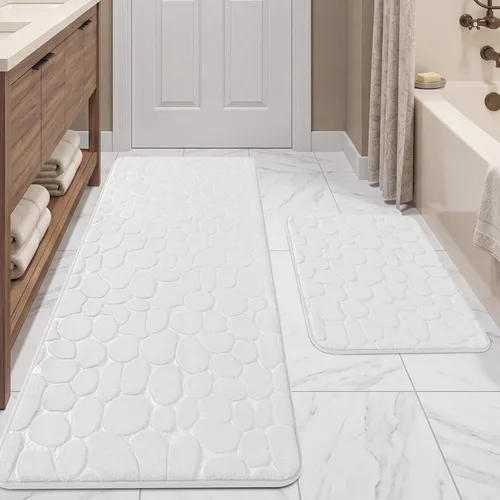Miniatura 40 de YIHOUSE Juego de 2 tapetes de baño de espuma viscoelástica, antideslizantes, absorbentes de agua, lavables, para fregadero, inodoro y suelo Negro