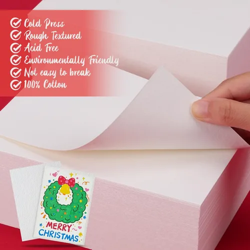 Miniatura 3 de 200 hojas de papel de acuarela de 5 x 7 pulgadas a granel, papel de color blanco de 140 libras/300 GSM para niños, adultos y artistas. Papeles