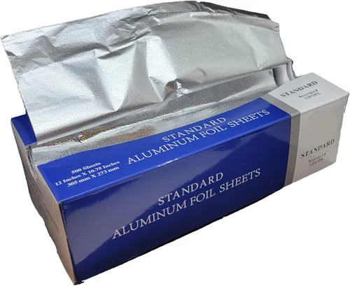 Hojas de papel de aluminio, 500 unidades – Dispensador desplegable precortado de 9 x 10.75 pulgadas para envoltura de alimentos, envoltura de